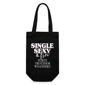 Single Sexy Frei Flirte Woanders Anti Anmache Solo - Geschenkbeutel für Flaschen - Schwarz - Vorne