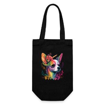 Chihuahua | Colourful Rainbow LGBTQ Unicorn - Gift Bag for Bottles - black - Front