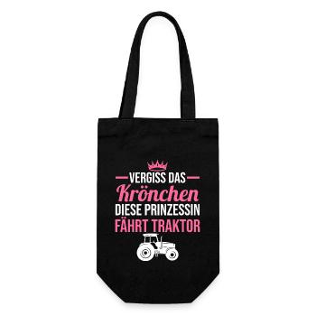 Landwirtschaft Landwirt Traktor Prinzessin Bauer - Geschenkbeutel für Flaschen - Schwarz - Vorne