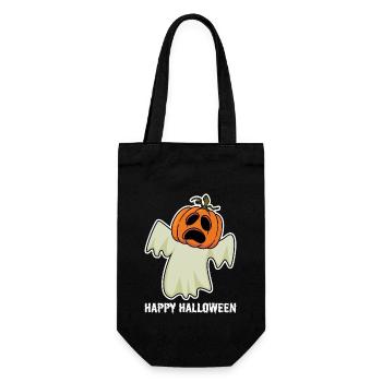 Spooky Halloween: Happy Ghost with Pumpkin Head - Gift Bag for Bottles - black - Front