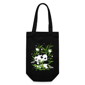 Panda babies in the bamboo field - Gift Bag for Bottles - black - Front