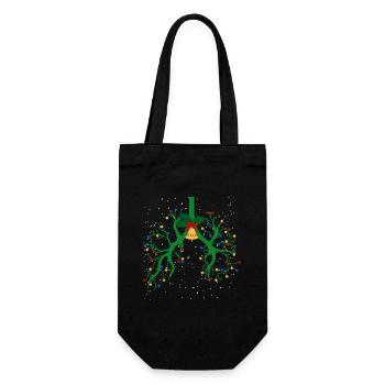 Ventilation Therapy Lung Christmas String Light - Gift Bag for Bottles - black - Front
