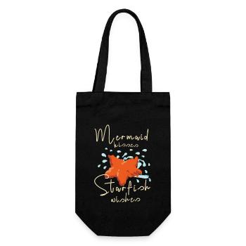 Mermaid kissing starfish wishes - Gift Bag for Bottles - black - Front