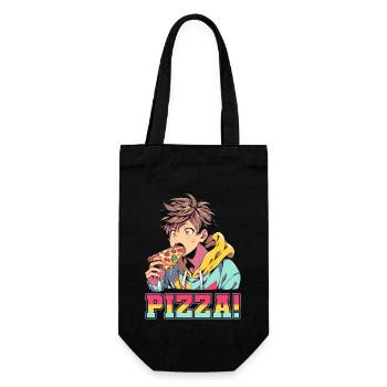 Pizza Lover Young Girl Anime Manga Pizza - Sac à bouteille - noir - Devant