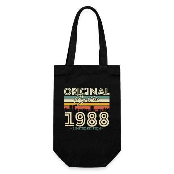 Vintage 1988 Birthday Gift - Gift Bag for Bottles - black - Front