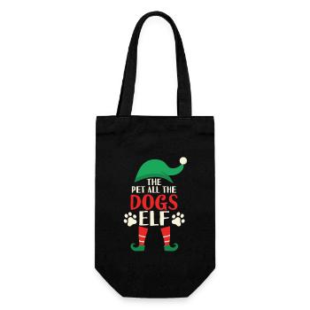 The Pet All The Dogs Elf Matching Family Group - Gift Bag for Bottles - black - Front