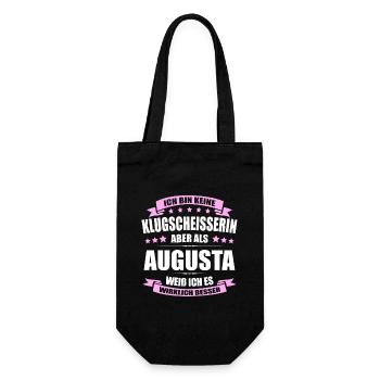 Name Augusta Vorname Klugscheisserin Namenstag - Geschenkbeutel für Flaschen - Schwarz - Vorne