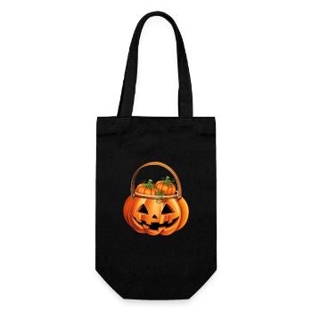 Scary pumpkin with candy for Halloween - Gift Bag for Bottles - black - Front
