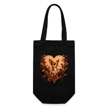 Chihuahua | Cute Dog Puppy Nature Wood Heart Love - Gift Bag for Bottles - black - Front