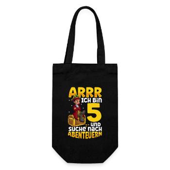 Ich bin 5 - Jungen Pirat - Geschenkbeutel für Flaschen - Schwarz - Vorne