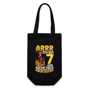 Ich bin 7 - Jungen Pirat - Geschenkbeutel für Flaschen - Schwarz - Vorne