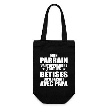 Mon Parrain Va M'apprendre Les Bêtises Humour - Sac à bouteille - noir - Devant
