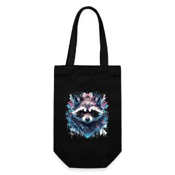 raccoon raccoon raccoon head animals - Gift Bag for Bottles - black - Front