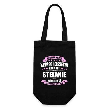 Name Stefanie Vorname Klugscheisserin Namenstag - Geschenkbeutel für Flaschen - Schwarz - Vorne