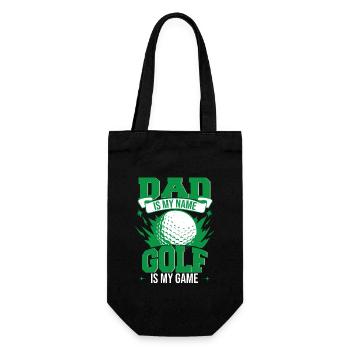 Papa ist mein Name Golf ist mein Spiel - Geschenkbeutel für Flaschen - Schwarz - Vorne