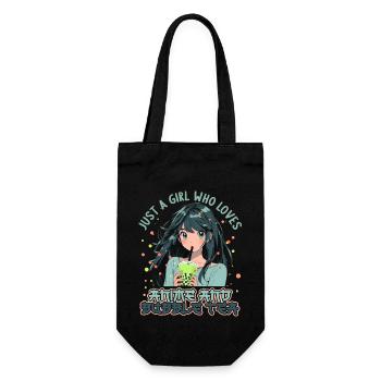 Just a girl who loves Anime and Boba Bubble Tea - Geschenkbeutel für Flaschen - Schwarz - Vorne