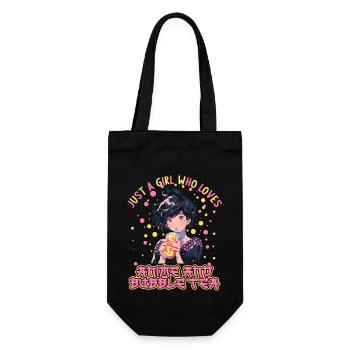 Just a girl who loves Anime and Boba Bubble Tea - Geschenkbeutel für Flaschen - Schwarz - Vorne