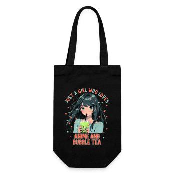 Just a girl who loves Anime and Boba Bubble Tea - Geschenkbeutel für Flaschen - Schwarz - Vorne
