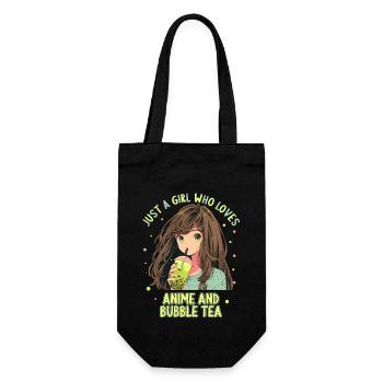 Just a girl who loves Anime and Boba Bubble Tea - Geschenkbeutel für Flaschen - Schwarz - Vorne