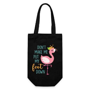 Lass mich nicht ins Fettnäpfchen treten, lustiger Flamingo - Geschenkbeutel für Flaschen - Schwarz - Vorne