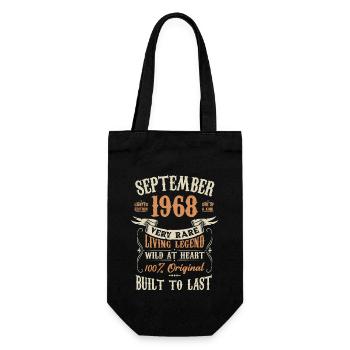 September 1968 Birthday Present - Gift Bag for Bottles - black - Front