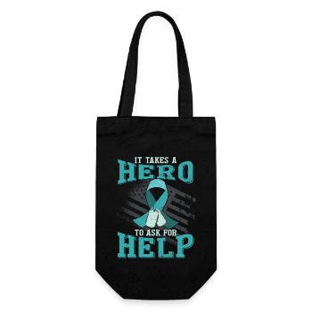 It Takes A Heroe To Ask For Help - Gift Bag for Bottles - black - Front