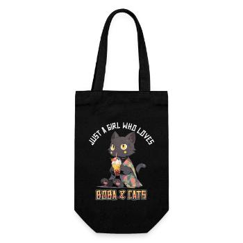 Anime Kawaii just a girl who loves Boba and Cats - Geschenkbeutel für Flaschen - Schwarz - Vorne
