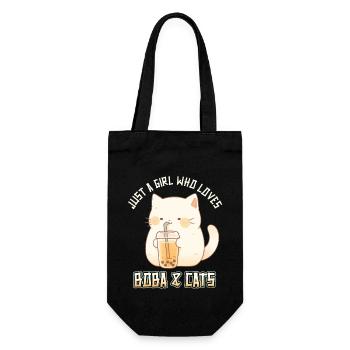 Anime Kawaii just a girl who loves Boba and Cats - Geschenkbeutel für Flaschen - Schwarz - Vorne
