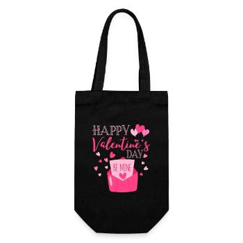 Happy Valentine's Day Be Mine Cute Herzen V-Day - Geschenkbeutel für Flaschen - Schwarz - Vorne
