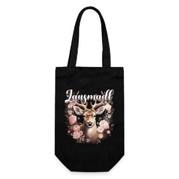 Lausmadl T-Shirt Damen Trachtenshirt Tracht Hirsch - Geschenkbeutel für Flaschen - Schwarz - Vorne