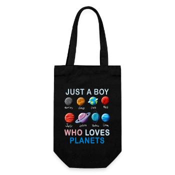 Just A Boy Who Loves Planets Solar System - Gift Bag for Bottles - black - Front