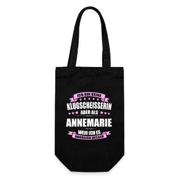Name Annemarie Vorname Klugscheisserin Namenstag - Geschenkbeutel für Flaschen - Schwarz - Vorne