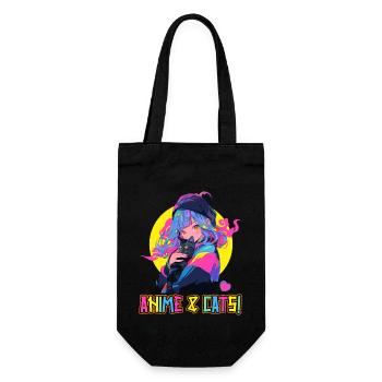 Anime and Cats Kawaii Mädchen Anime - Geschenkbeutel für Flaschen - Schwarz - Vorne
