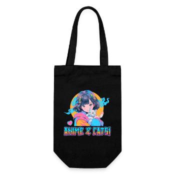 Anime and Cats Kawaii Girl Anime - Gift Bag for Bottles - black - Front