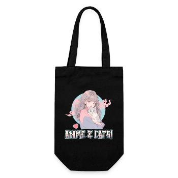Anime and Cats Kawaii Mädchen Anime - Geschenkbeutel für Flaschen - Schwarz - Vorne