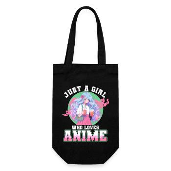 Just a girl who loves Anime - Geschenkbeutel für Flaschen - Schwarz - Vorne