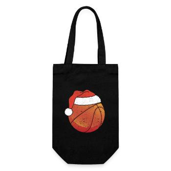 Basketball Christmas Ball Santa Claus Hat - Gift Bag for Bottles - black - Front
