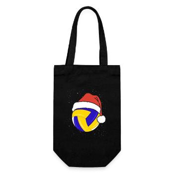 Volleyball Weihnachtsball Weihnachtsmann Mütze - Geschenkbeutel für Flaschen - Schwarz - Vorne