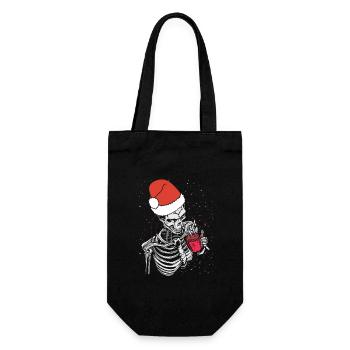 Squelette Chapeau de Père Noël Café Buvant Drôle - Sac à bouteille - noir - Devant