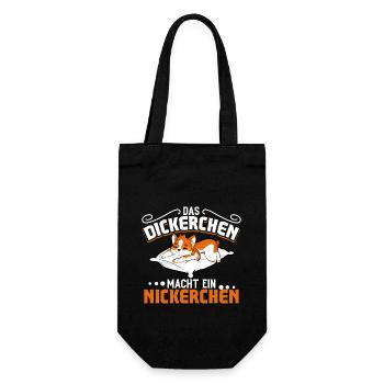 Corgi - Das Dickerchen macht ein Nickerchen - Geschenkbeutel für Flaschen - Schwarz - Vorne