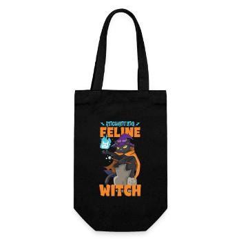 Katze Hexe Okkult Gothic Dunkel Satanisch - Geschenkbeutel für Flaschen - Schwarz - Vorne
