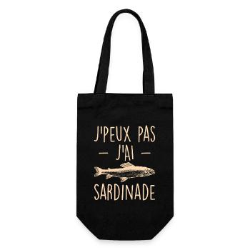 Je peux pas j'ai sardinade sardine poisson - Sac à bouteille - noir - Devant