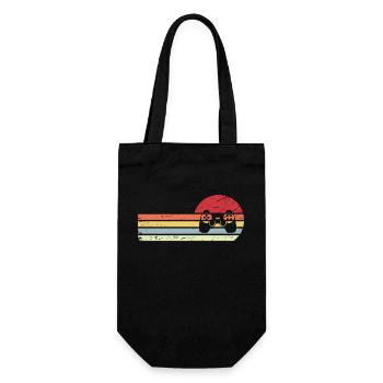 Sonne und Retro-Linien - Spiel - - Geschenkbeutel für Flaschen - Schwarz - Vorne