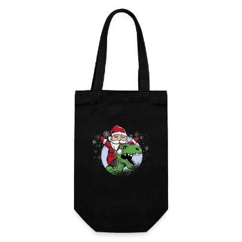 Dinosaur T Rex Christmas Santa Claus - Gift Bag for Bottles - black - Front