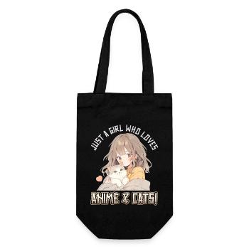 Kawaii Manga Just a girl who loves Anime and Cats - Geschenkbeutel für Flaschen - Schwarz - Vorne