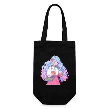 Anime and Boba Bubble Tea - Geschenkbeutel für Flaschen - Schwarz - Vorne