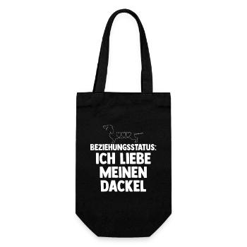 Hund Beziehungsstatus Dackel - Geschenkbeutel für Flaschen - Schwarz - Vorne