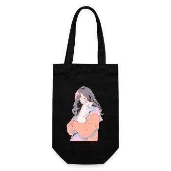 Anime and Cats Kawaii Mädchen Anime - Geschenkbeutel für Flaschen - Schwarz - Vorne