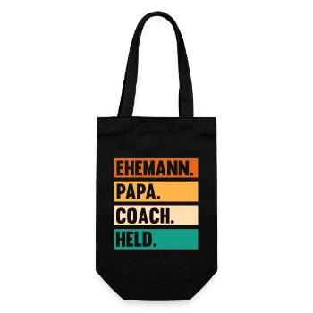 Vater Papa Mannschaft Trainer Und Coach - Geschenkbeutel für Flaschen - Schwarz - Vorne