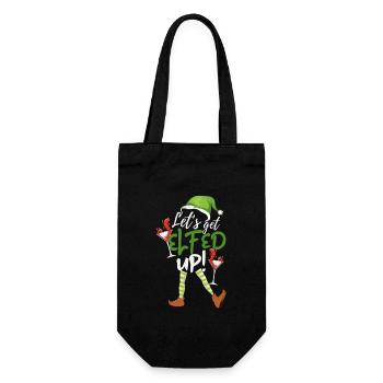 Let's Get Elfed Up Funny Drinking Christmas Elf - Gift Bag for Bottles - black - Front